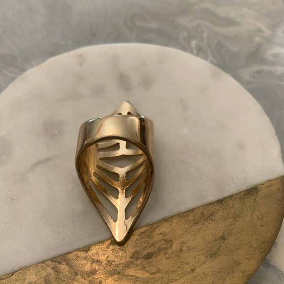 Gold Geometric Oversized Ring - Picture 5 of 5